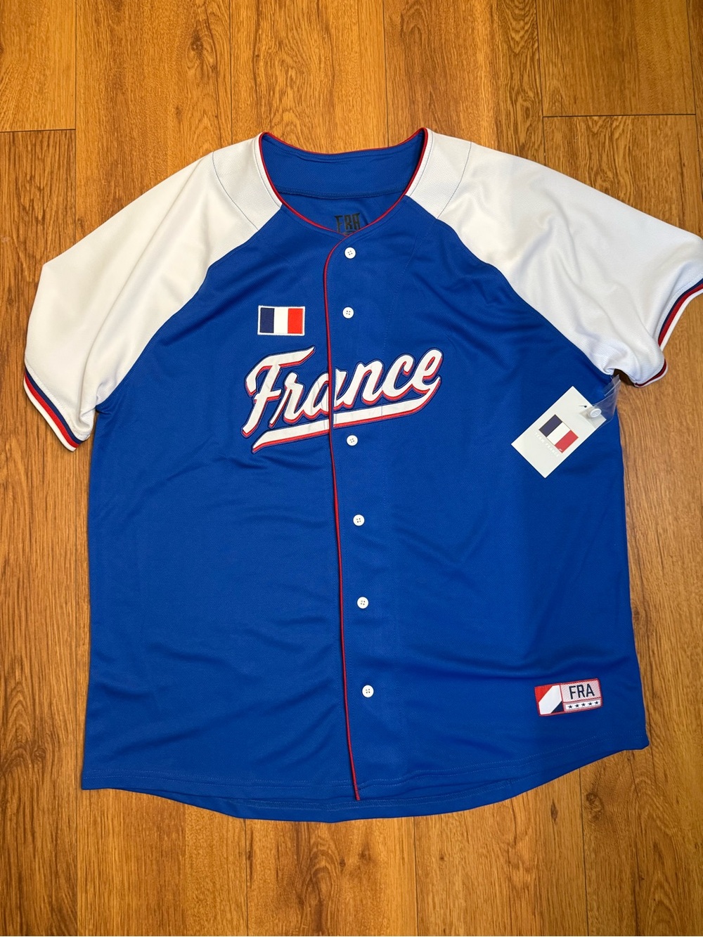 FRH Blue, White and Red France Baseball Jersey